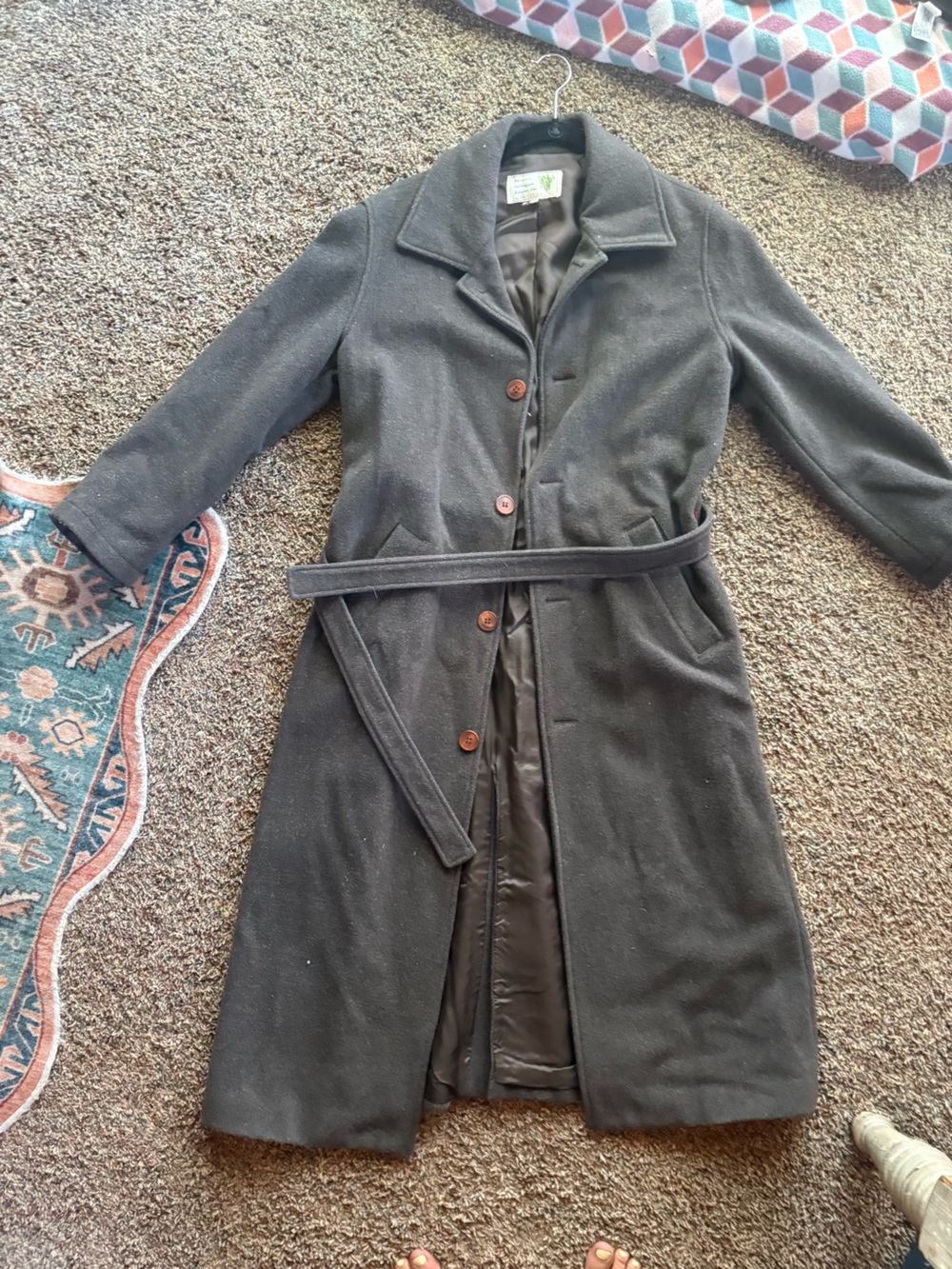 Vintage Jackpot by Carli Gry Long Pea Coat - Gray / Brown - Size 1 (US Small)